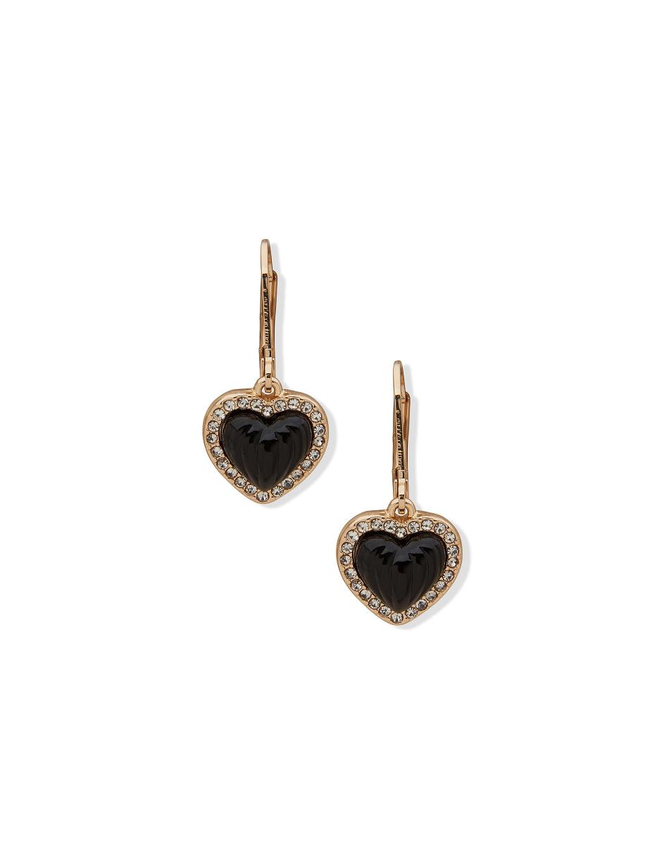 Earring Anne Klein Heart Drop Jet Pierced   | HOS-8067105